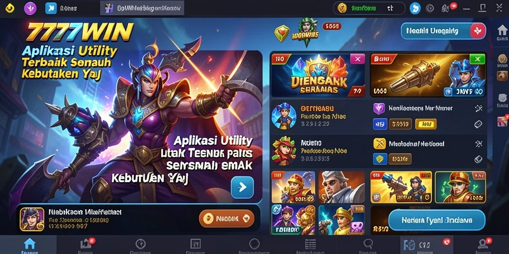 Screenshot utama 777WIN menampilkan antarmuka aplikasi dengan berbagai utilitas yang tersedia.