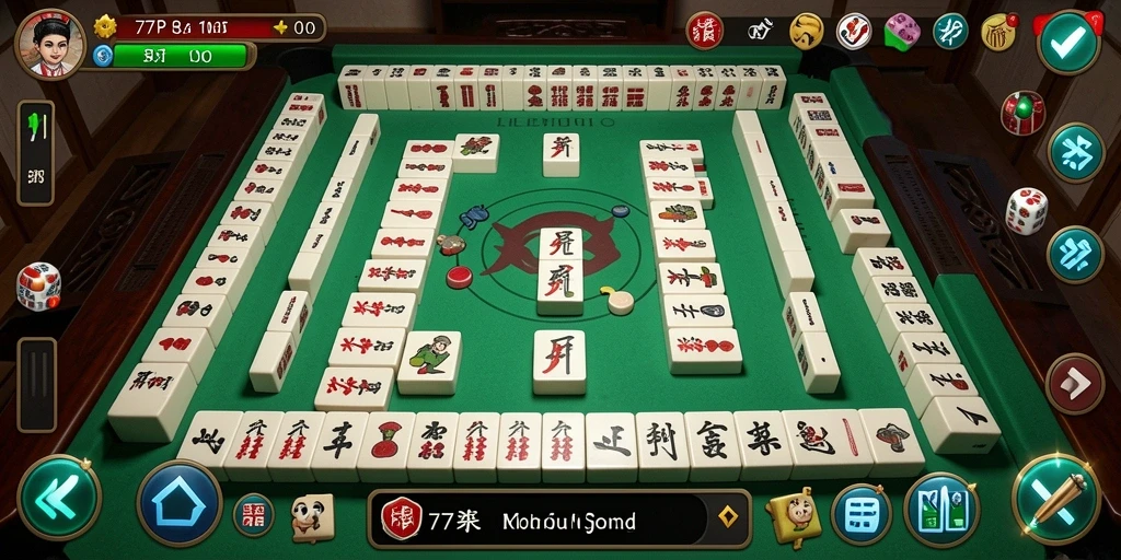 Tampilan gameplay seru di 77RP dengan berbagai ubin Mahjong.