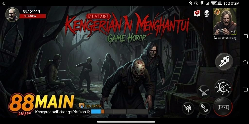 Screenshot gameplay menampilkan suasana mencekam dari 88MAIN.