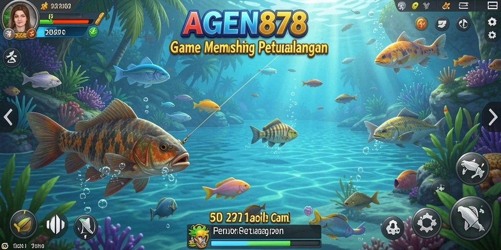 Gameplay AGEN878 yang menampilkan berbagai jenis ikan dan lokasi memancing.