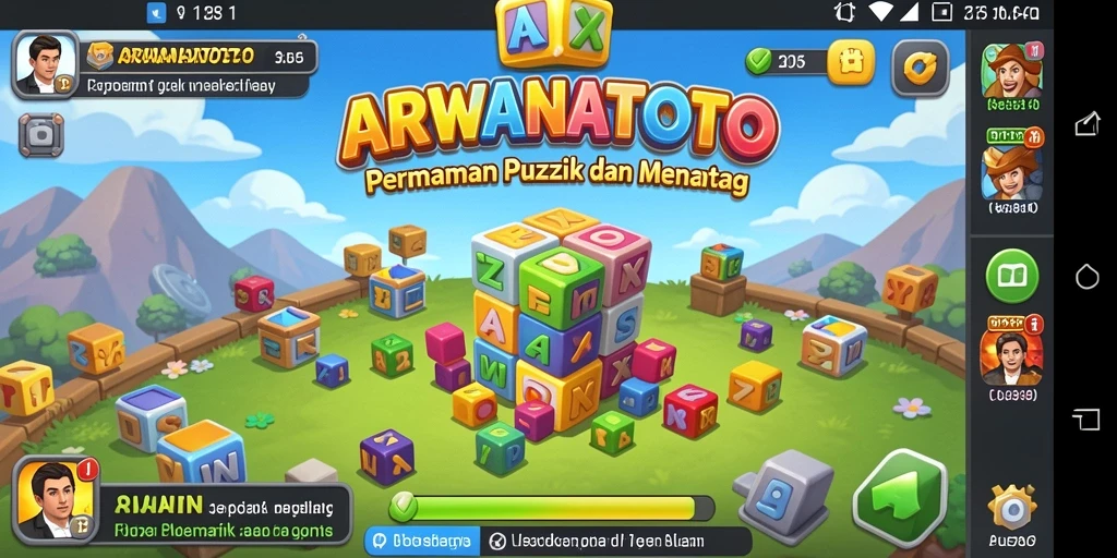 Screenshot gameplay ARWANATOTO yang menunjukkan tingkat tantangan puzzle.
