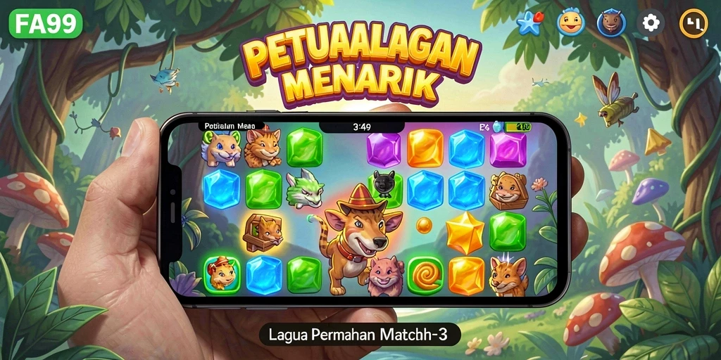 Tampilan screenshot FA99 menampilkan aksi seru dalam permainan Match-3.
