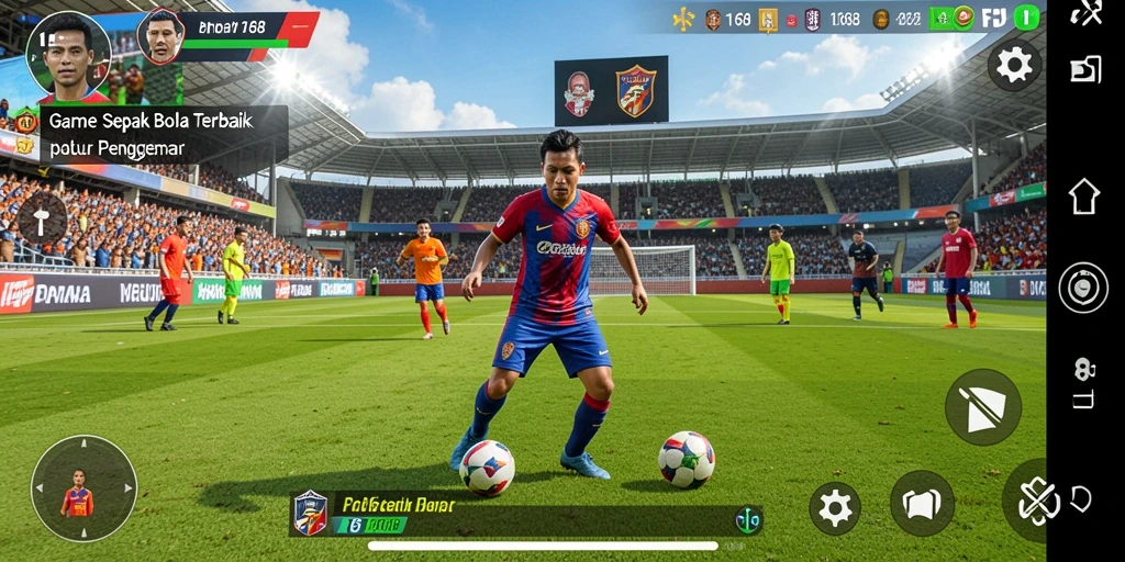 Tampilan gameplay FB168 yang mendebarkan dalam aksi sepak bola.