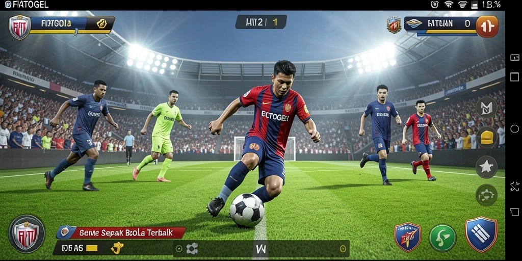 Tampilan gameplay FIATOGEL dengan aksi sepak bola seru.