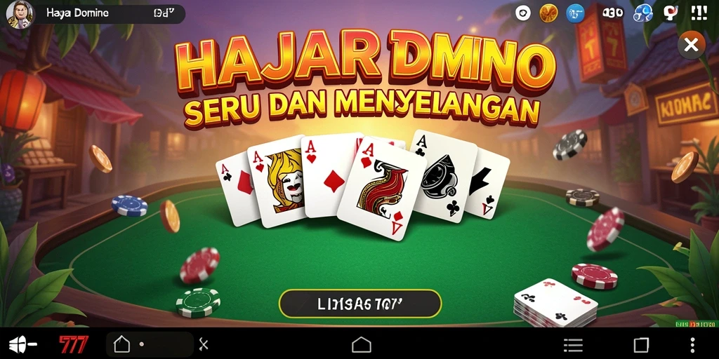 Gameplay seru HAJAR777 yang menampilkan pertempuran domino.