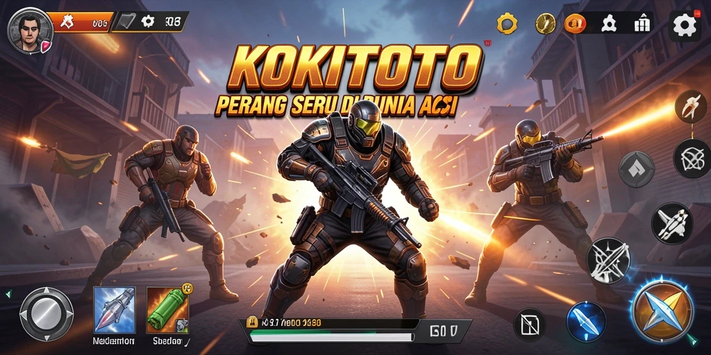 Screenshot gameplay KOKITOTO menampilkan aksi pertarungan yang mendebarkan.