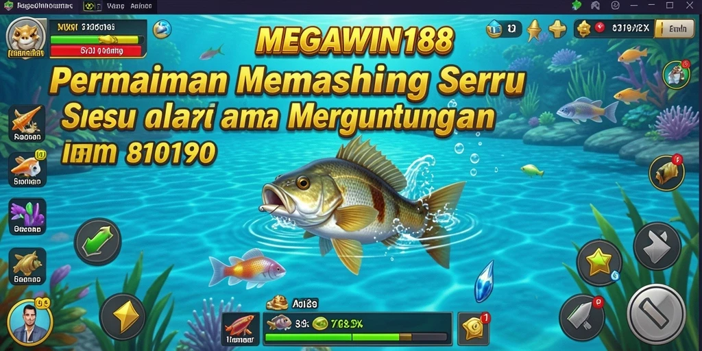 Gameplay seru dan menantang dalam MEGAWIN188 saat menangkap ikan.