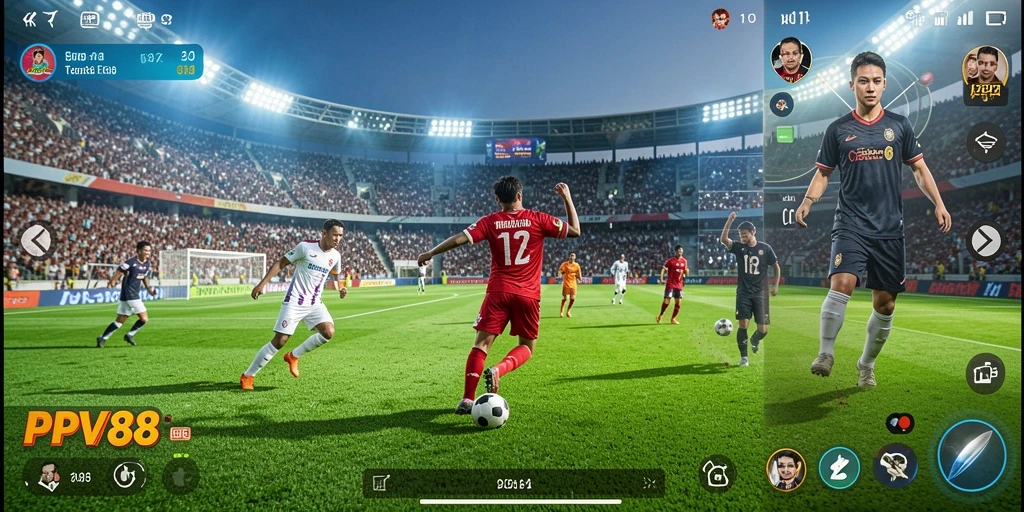 Tampilan gameplay PPV88 yang menegangkan dalam aksi sepak bola.