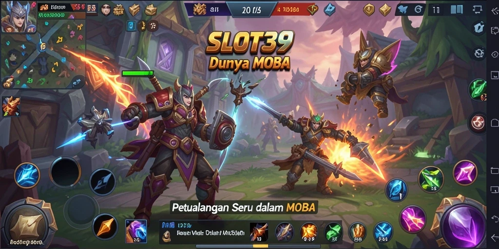Tampilan seru dari gameplay SLOT39 di arena MOBA.