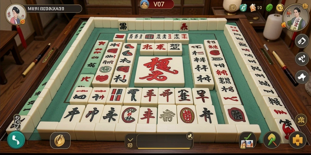 Tampilan gameplay V07 yang menarik dalam permainan Mahjong.
